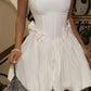 Princess A Line Strapless White Short Homecoming Dress with Bowknot SH7947