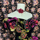 Vintage Secret Print Floral Layered Satin Prom Dress Party Evening Dress SH5694