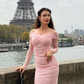 Gentle Pink Sheath Long Sleeve Tulle Long Prom Dress Party Dress SH6422