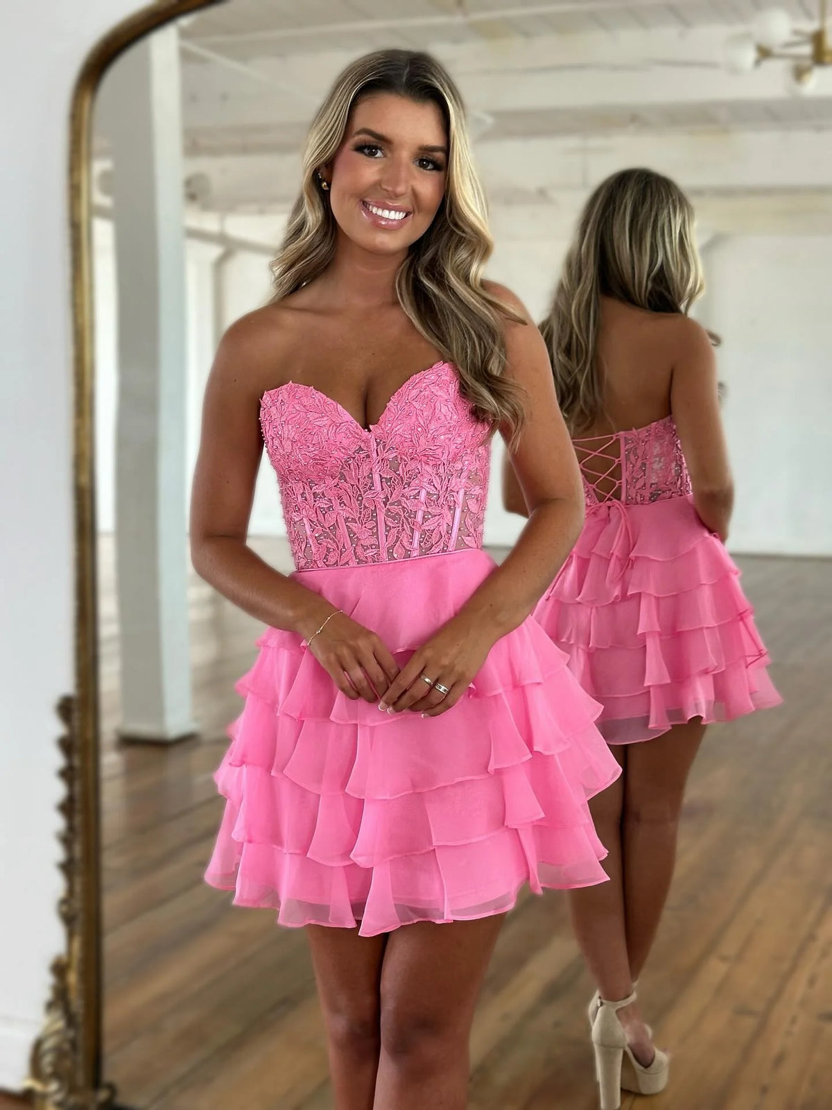 Stylish A Line Sweetheart Baby Blue Short Homecoming Dress with Appliques SH7531