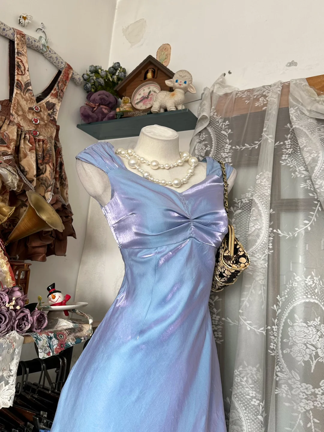 Vintage Purple Mermaid Straps Satin Short Prom Dress Homecoming Dress SH5248