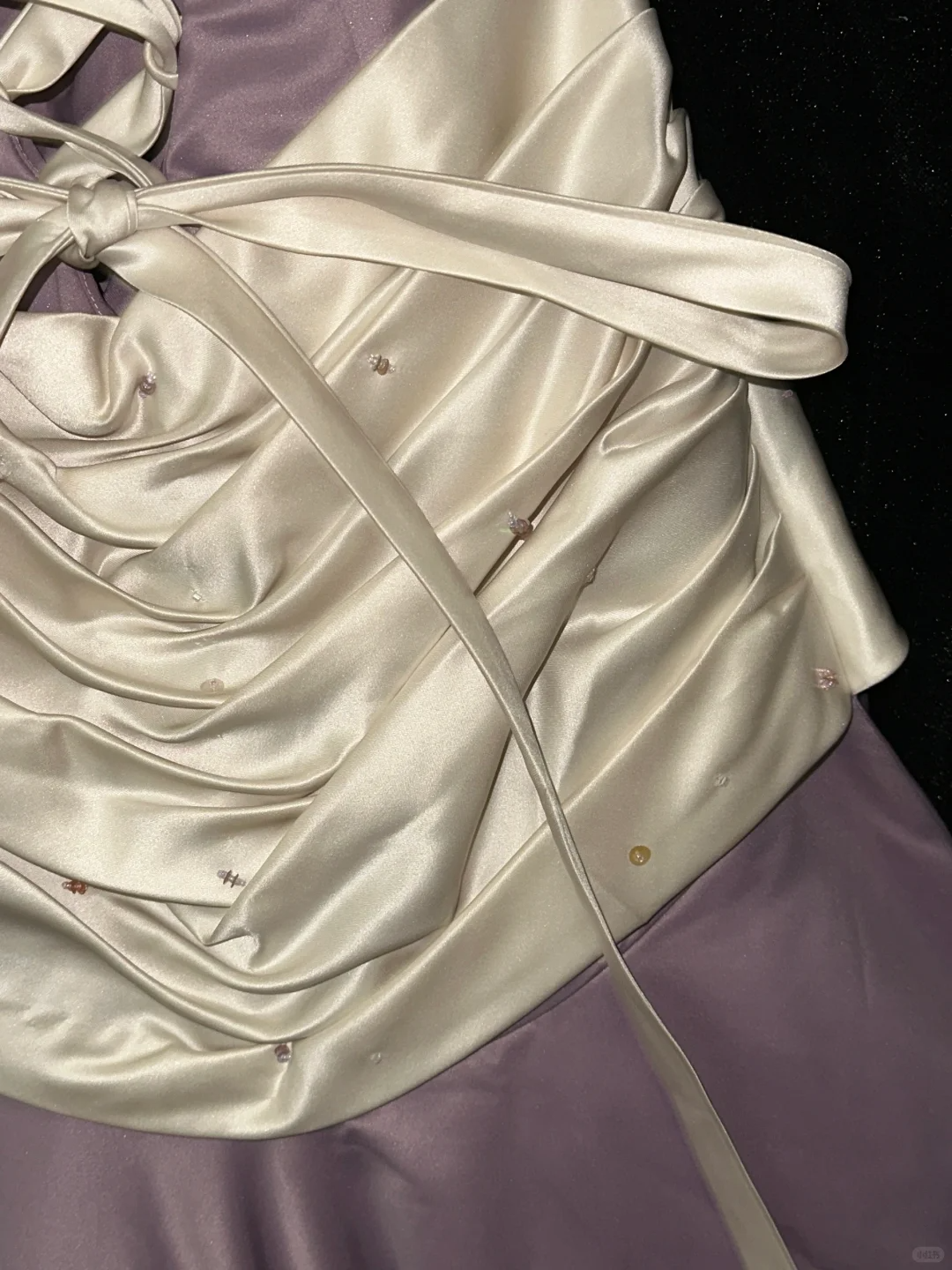 Elegant A Line Strapless Beaded Sequin Lilac Satin Long Prom Dress Evening Dress SH3156