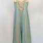 Retro Blue A Line Spaghetti Strap Embroidery Organza Prom Dress Evening Dress SH3610