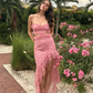 Sexy Strapless Lace Ruffle Prom Dress Long Party Dress SH816