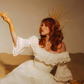 Vintage Timeless A Line Long Sleeve White Lace Satin Prom Dress Wedding Dress SH6706