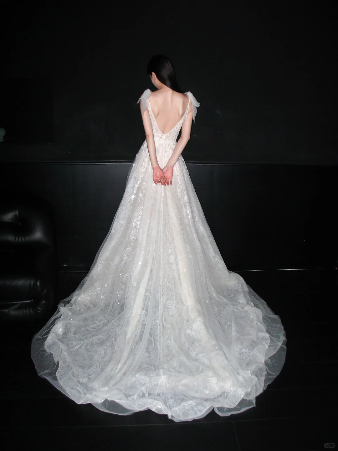 Princess A Line V Neck White Beaded Sequin Lace Tulle Long Wedding Dress SH8917