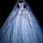 Stunning Ball Gown Strapless Rhinestone Sequin Tulle Long Prom Dress SH3242
