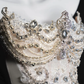 Charming Mermaid Strapless Rhinestone White Tulle Long Prom Dress SH3244