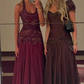 Dark Brown A Line Short Sleeve Beaded Chiffon Long Prom Dress Evening Dress SH4623