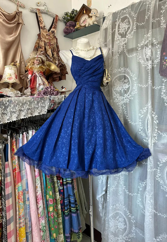 Vintage Ball Gown Spaghetti Strap Royal Blue Lace Short Cocktail Homecoming Dresses Ideas Hoco Outfits SH6418