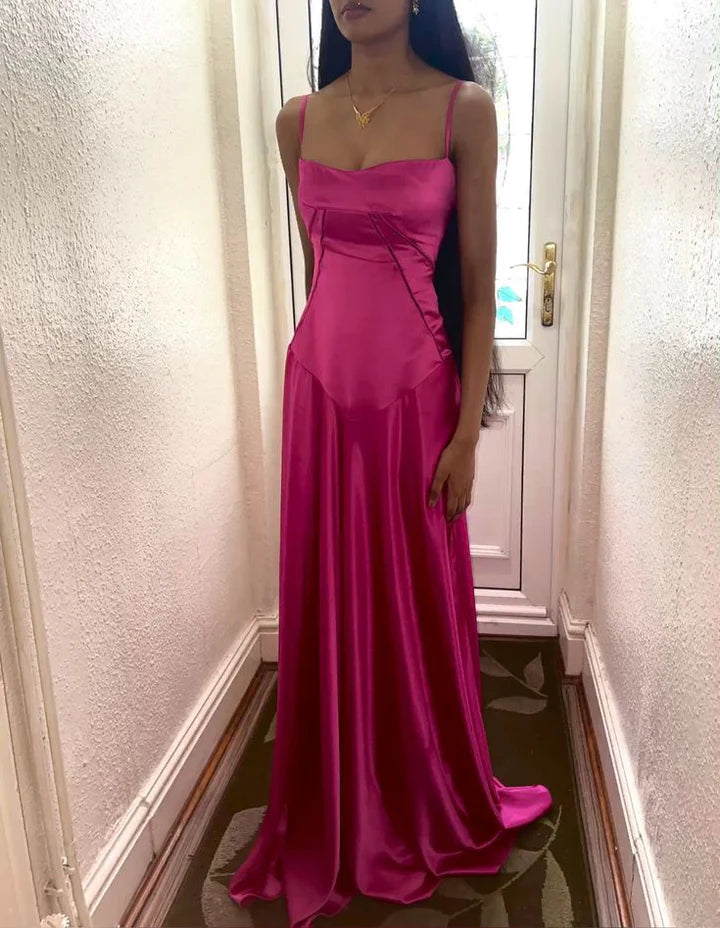 Simple Brown Spaghetti Straps A Line Prom Dress Party Dress SH1379