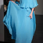 Gentle A Line Round Neck Blue Pleated Chiffon Long Evening Dress Party Dresses SH2905