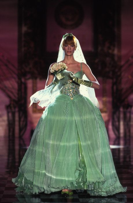 Vintage Ball Gown A Line Spaghetti Strap Beaded Pleated Green Tulle Party Dress Evening Dress SH2849