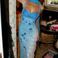Gorgeous Sheath Strap Beaded Blue Ombre Chiffon Prom Dress Graduation Prom Dress SH2613
