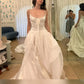 Ethereal A Line Spaghetti Strap White Tulle Satin Long Prom Dress Wedding Dress SH8453