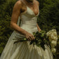 Simple Retro A Line Spaghetti Strap Satin Long Wedding Dress SH5951