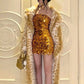 Sexy Sheath Strapless Gold Sequin Short Homecoming Dress Cocktail Dress SH3211