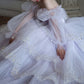 Gentle A Line Long Sleeve Sequin Tiered Purple Tulle Long Party Dress Evening Dress SH2799