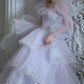 Gentle A Line Long Sleeve Sequin Tiered Purple Tulle Long Party Dress Evening Dress SH2799