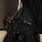 Charming A Line Sweetheart Neck Ruffle Sequin Black Tulle Long Party Dress Evening Dress SH2800