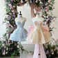 Pink A Line Sweetheart Neck Floral Sequin Tulle Homecoming Dress with Bow SH3409