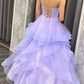 Pretty A Line Spaghetti Strap Ruffle Tulle Evening Dress Prom Dress SH8226