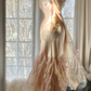 Fairy Mermaid Spaghetti Strap Beaded Ruffle Chiffon Long Prom Dress Evening Dress SH2981