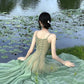 Gentle A Line Spaghetti Strap Green Tulle Long Party Dress Evening Dress SH2857