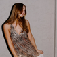 Cute A Line Halter V Neck Champagne Sequin Short Homecoming Dress Birthday Dress SH2304