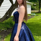 Backless Short Navy Blue Prom Dresses, Formal Homecoming Dresses SH596
