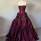 Vintage Burgundy Strapless Beaded Satin Long Prom Dress Party Dress SH5532