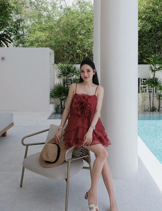 Burgundy A Line Spaghetti Strap Layered Chiffon Short Homecoming Dress Outfits SH4680
