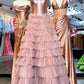 Black A Line Sweetheart Neck Layered Satin Tulle Long Wedding Guest Dress Evening Dress with Slit SH2920