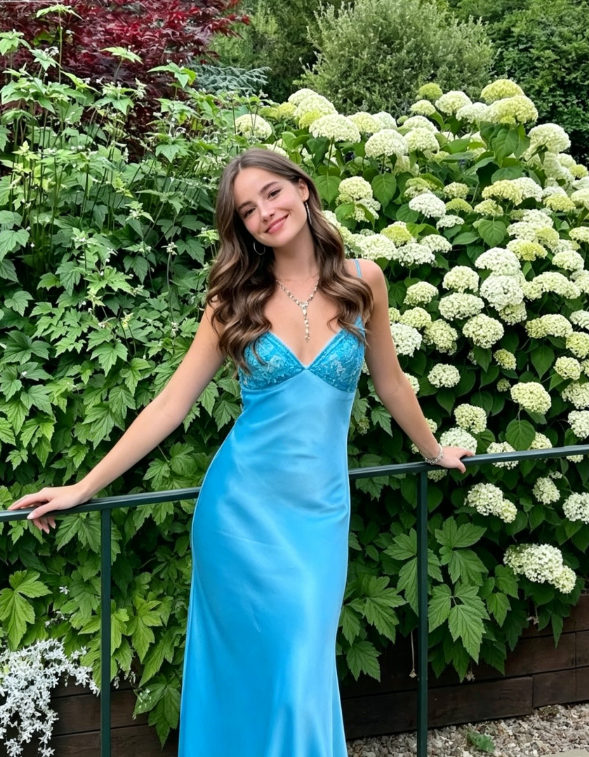 Blue Backless Mermaid Satin Long Evening Prom Dress SH1527