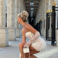 Romantic White Sheath Sweetheart Neck Lace Short Prom Dress Homecoming Dress SH6385