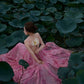 Gentle A Line Spaghetti Strap Print Flower Pink Chiffon Open Back Party Dress Evening Dress SH2870