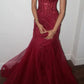 Modest Mermaid Spaghetti Straps Burgundy Lace Tulle Prom Dresses Inspiration Prom Dress Princess Graduation Dress SH6413