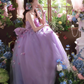 Purple Ball Gown Strapless Corset Floral Tulle Prom Dress 16th Birthday Dress SH4053
