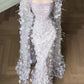 Lilac Sheath Strapless Exquisite 3D Floral Beaded Tulle Long Prom Dress SH6708