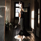 Sexy Black Mermaid Strap Satin Long Prom Dress Sweet Formal Party Dress SH2574