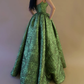 Vintage Spaghetti Straps Green Prom Dress Long Prom Dresses SH343