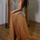 Stunning Shiny Rhinestone A Line Strapless Tulle Prom Dress Evening Dress SH6064