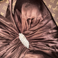 Sexy A Line Straps V Neck Brown Satin Long Party Dress Evening Dress SH3230