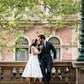 Elegant Princess A Line V Neck White Satin Long Prom Dress Wedding Dress SH7547