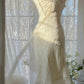 Romantic Mermaid V Neck Beaded White Chiffon Long Party Dress Evening Dress SH2783