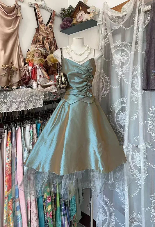 Gray-green A Line Straps Fitted Homecoming Dress Prom Dress SH6467