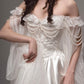 Dreamy Fairytale Ball Gown Exquisite Beaded Pearl White Satin Tulle Prom Dress Wedding Dress SH6682
