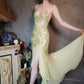 Gentle Green Mermaid Spaghetti Strap Sequin Chiffon Prom Dress Evening Dress SH2670