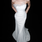 High-class Simple Sheath Strapless White Feather Satin Long Wedding Dress SH6622