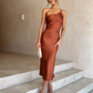 Simple Sheath One Shoulder Pleated Green Satin Bridesmaid Dress Evening Dress SH3060